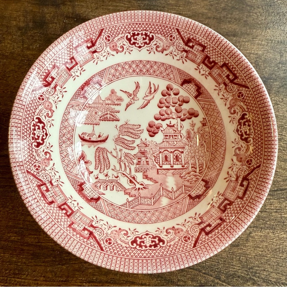 Set of 5 VTG Churchill Pink Willlow Red and White China Bowls